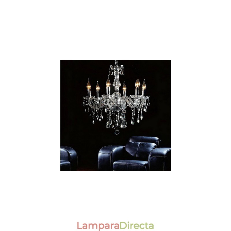 Elegante lámpara de araña de cristal con 6 luces