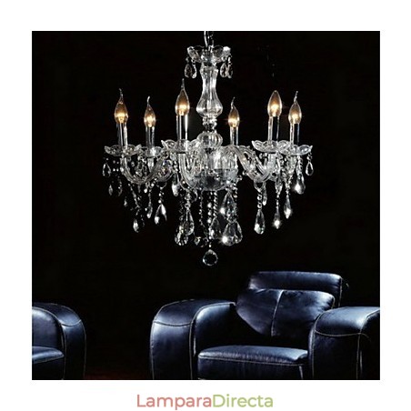Elegante lámpara de araña de cristal con 6 luces Elegante lámpara de araña de cristal con 6 luces