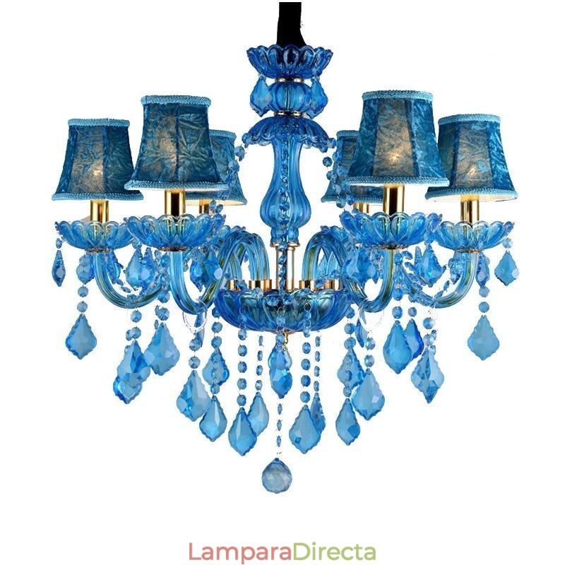 Elegante lámpara colgante de cristal azul europea