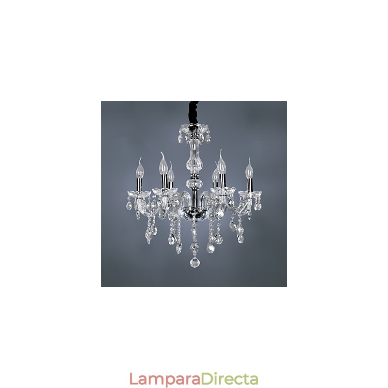 Elegante lámpara de araña de cristal con 6 luces