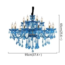 Elegante lámpara colgante de cristal azul europea