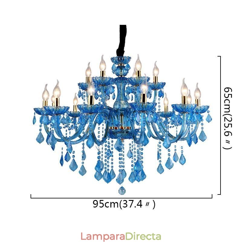 Elegante lámpara colgante de cristal azul europea