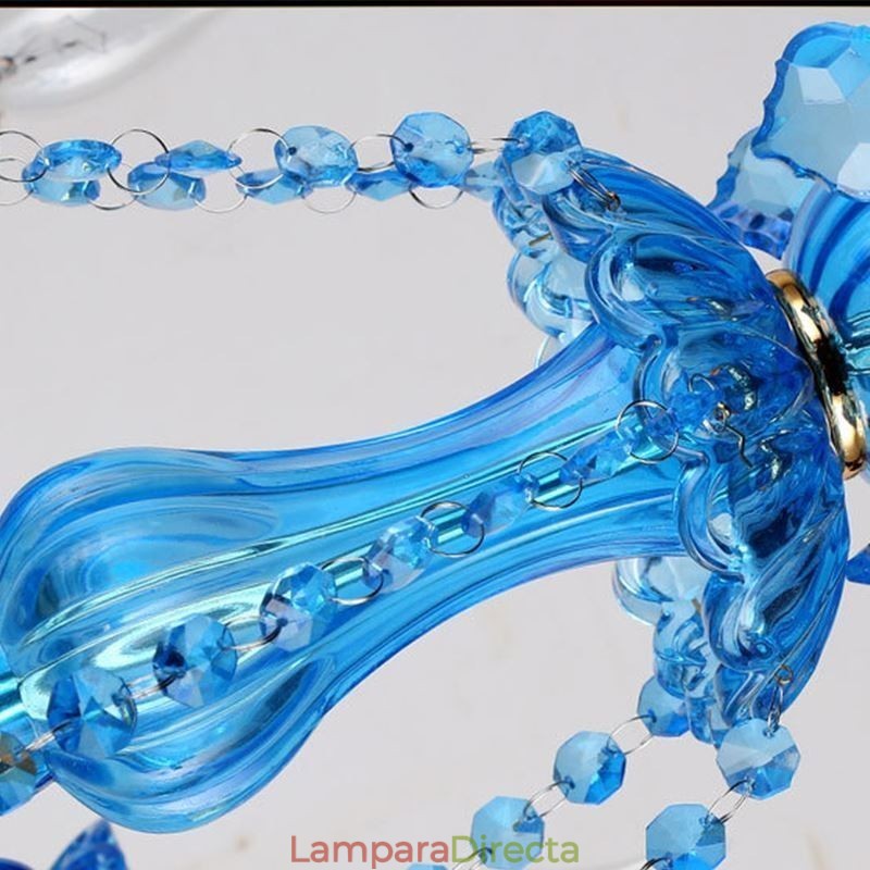 Elegante lámpara colgante de cristal azul europea