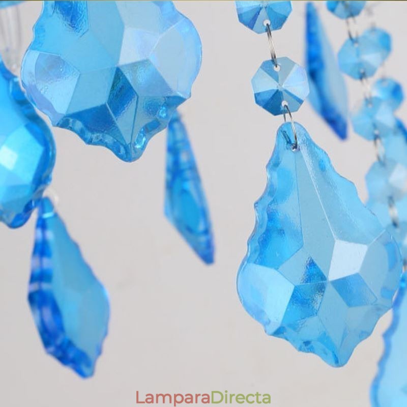 Elegante lámpara colgante de cristal azul europea