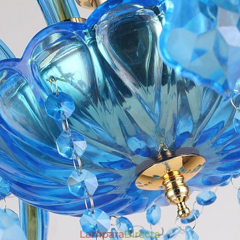 Elegante lámpara colgante de cristal azul europea