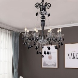 Lámpara colgante de cristal retro europea negra