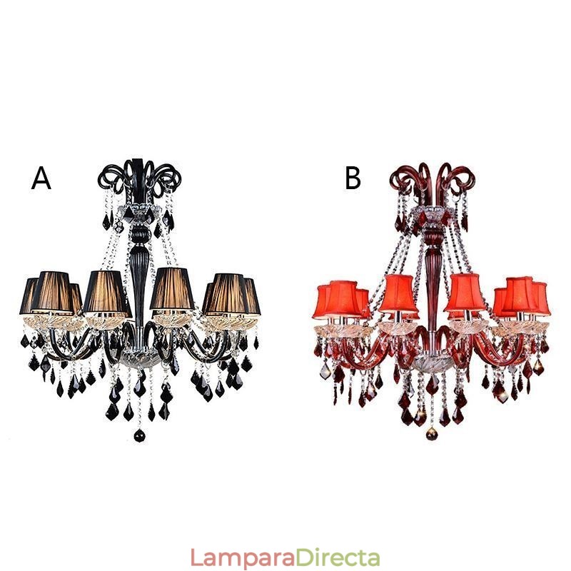 Lámpara colgante de cristal retro europea negra