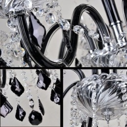 Lámpara colgante de cristal retro europea negra