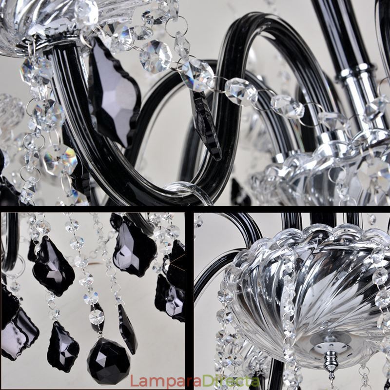 Lámpara colgante de cristal retro europea negra