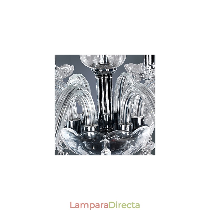 Elegante lámpara de araña de cristal con 6 luces