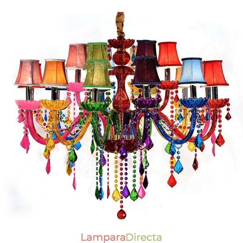 Lámpara colgante de lujo de estilo europeo y colorida