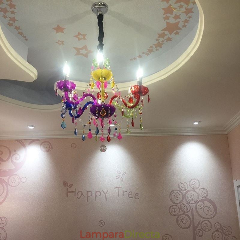 Lámpara colgante europea de cristal de gran tamaño y colorido