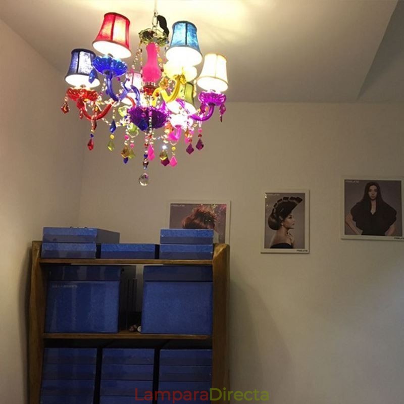 Lámpara colgante europea de cristal de gran tamaño y colorido