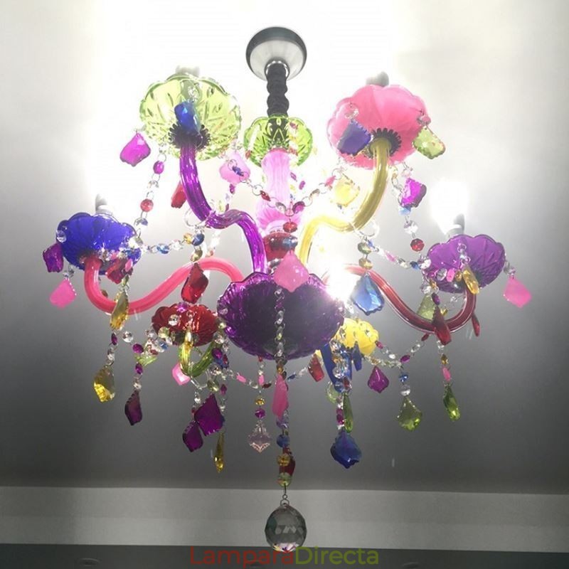 Lámpara colgante europea de cristal de gran tamaño y colorido