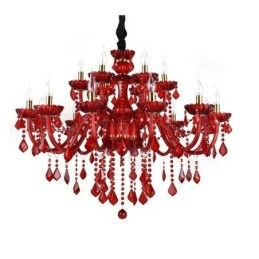 Lámpara colgante de cristal elegante europea de color rojo