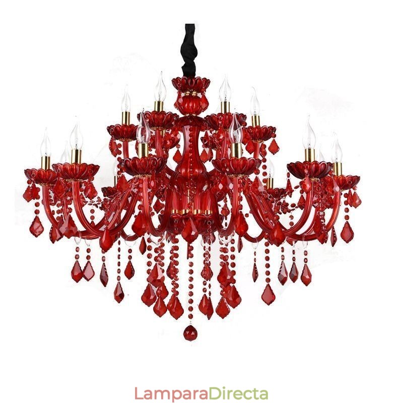 Lámpara colgante de cristal elegante europea de color rojo