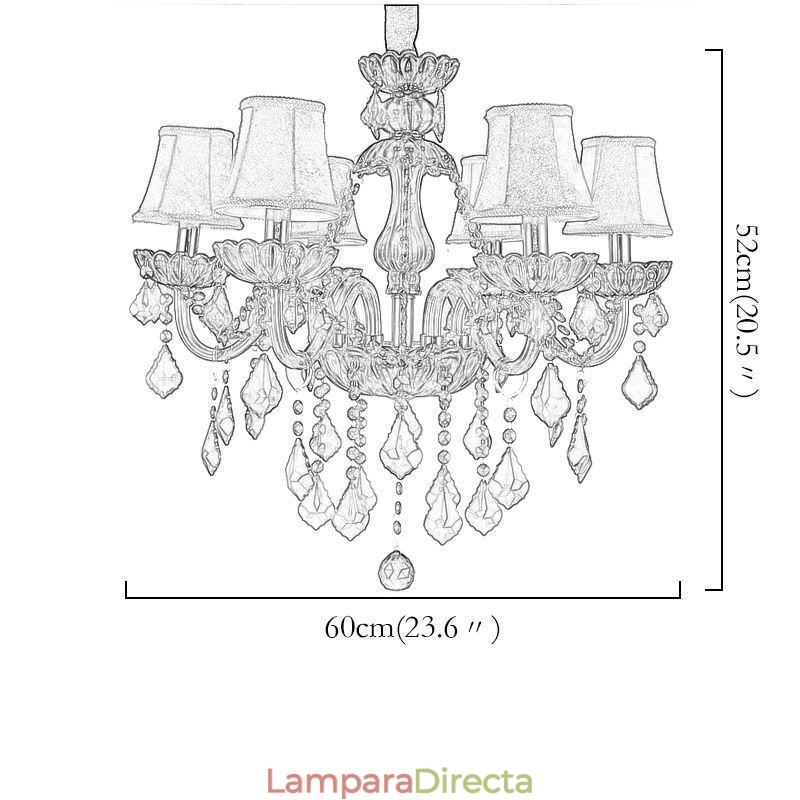 Lámpara colgante de cristal elegante europea de color rojo