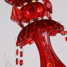 Lámpara colgante de cristal elegante europea de color rojo