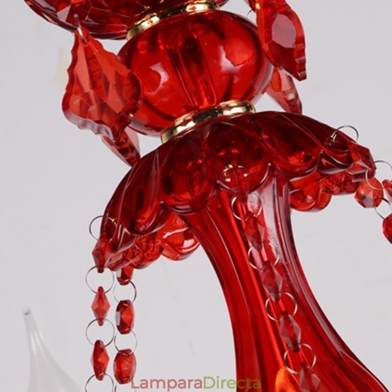 Lámpara colgante de cristal elegante europea de color rojo
