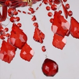 Lámpara colgante de cristal elegante europea de color rojo
