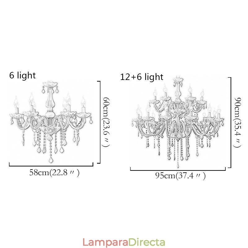 Elegante lámpara colgante de cristal de estilo europeo de gran tamaño.