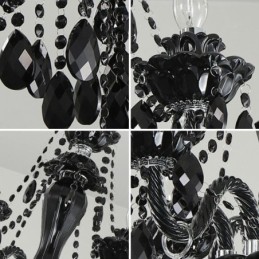 Lámpara de araña de cristal de lujo europea negra de 10 luces
