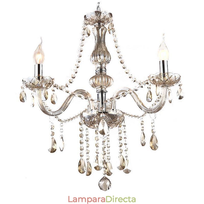Lámpara colgante de cristal color coñac europeo