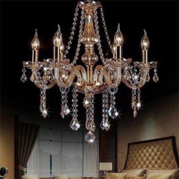 Lámpara colgante de cristal europea de lujo en color ámbar.