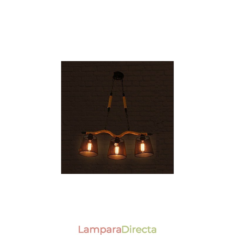 Lámpara de araña de cuerda con tres cabezas pastorales creativas retro
