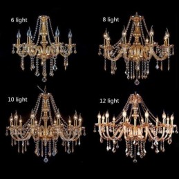 Lámpara colgante de cristal europea de lujo en color ámbar.
