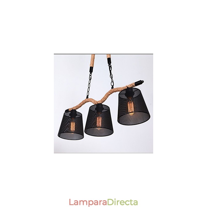 Lámpara de araña de cuerda con tres cabezas pastorales creativas retro