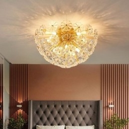 Lámpara de techo decorativa moderna con forma de flor y montaje empotrado de vidrio semicircular