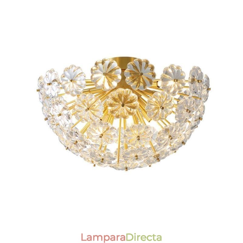 Lámpara de techo decorativa moderna con forma de flor y montaje empotrado de vidrio semicircular