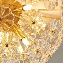 Lámpara de techo decorativa moderna con forma de flor y montaje empotrado de vidrio semicircular