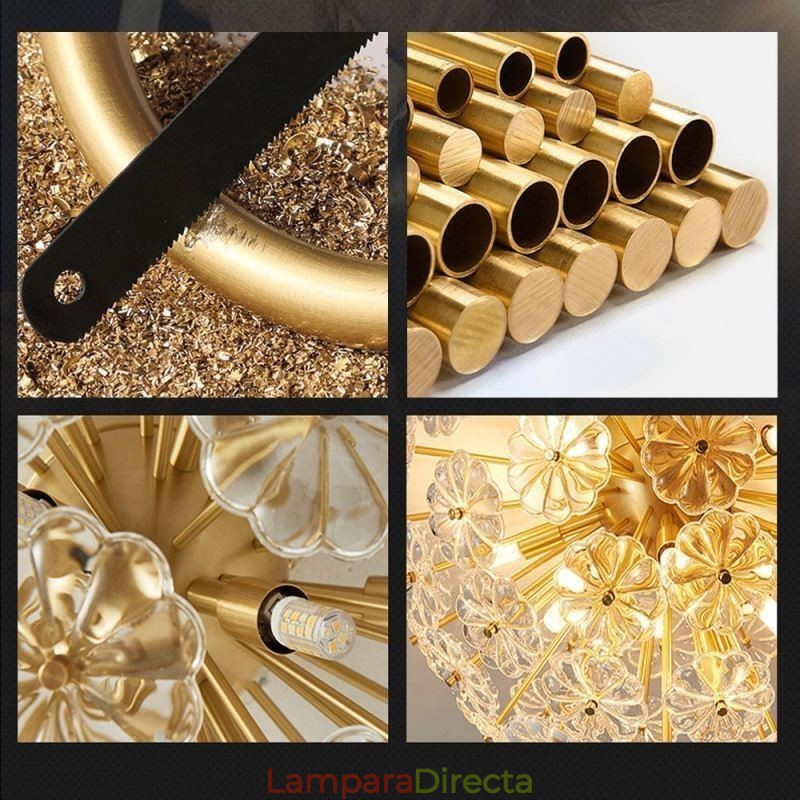 Lámpara de techo decorativa moderna con forma de flor y montaje empotrado de vidrio semicircular