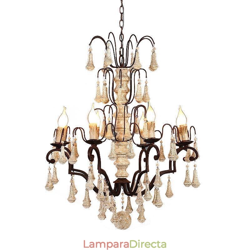 Lámpara colgante de madera de estilo retro elegante