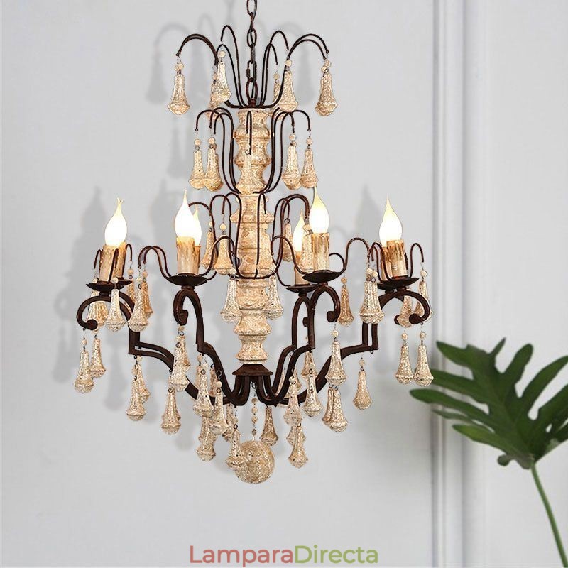 Lámpara colgante de madera de estilo retro elegante