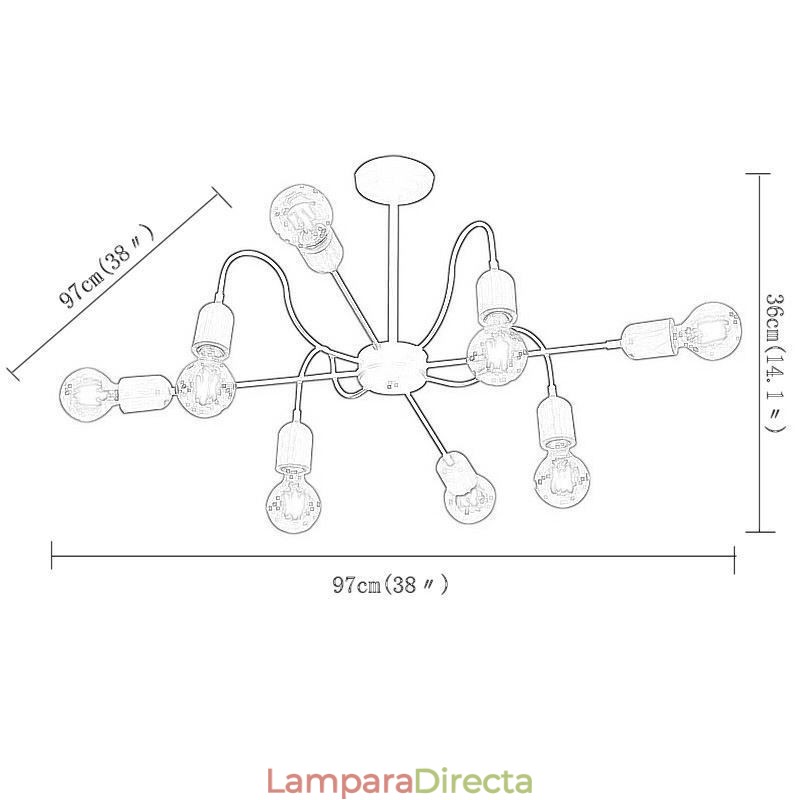 Lámpara colgante de araña de hierro creativa contemporánea