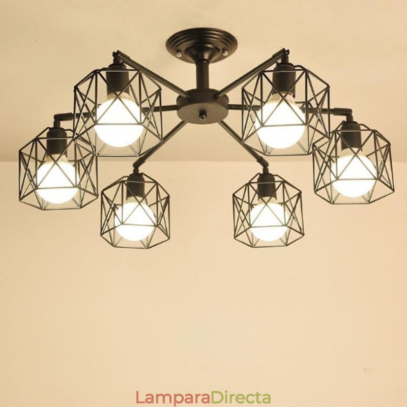 Lámpara colgante moderna de jaula de pájaros de hierro, iluminación decorativa