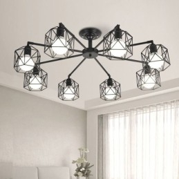 Lámpara colgante moderna de jaula de pájaros de hierro, iluminación decorativa