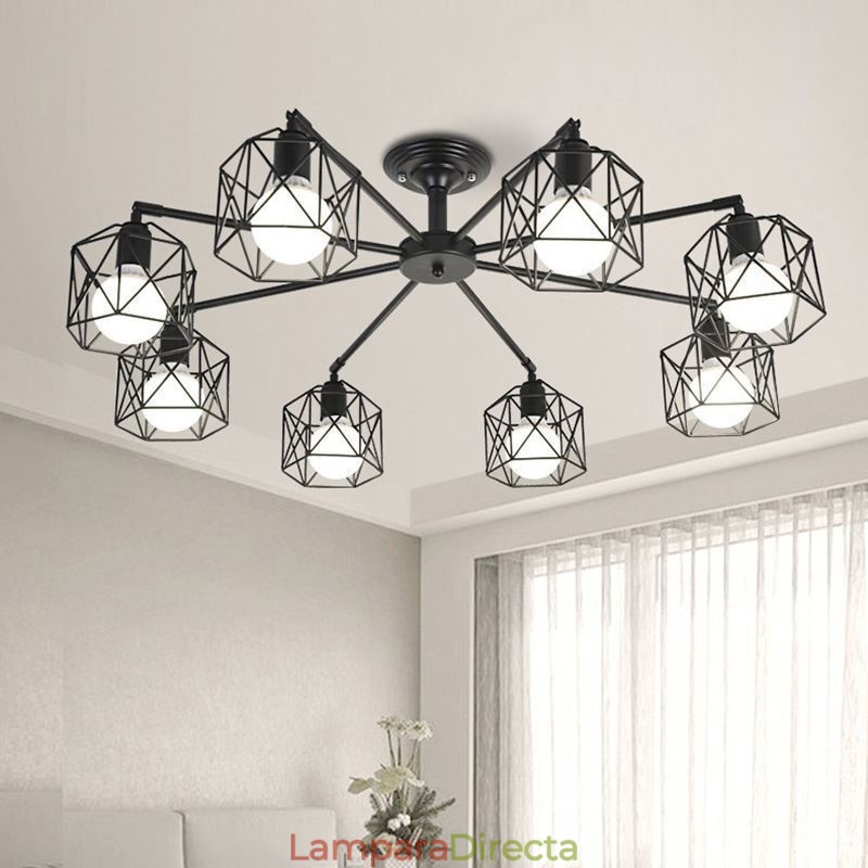 Lámpara colgante moderna de jaula de pájaros de hierro, iluminación decorativa
