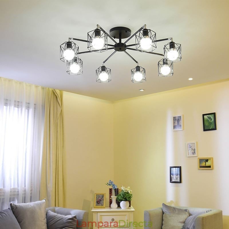 Lámpara colgante moderna de jaula de pájaros de hierro, iluminación decorativa