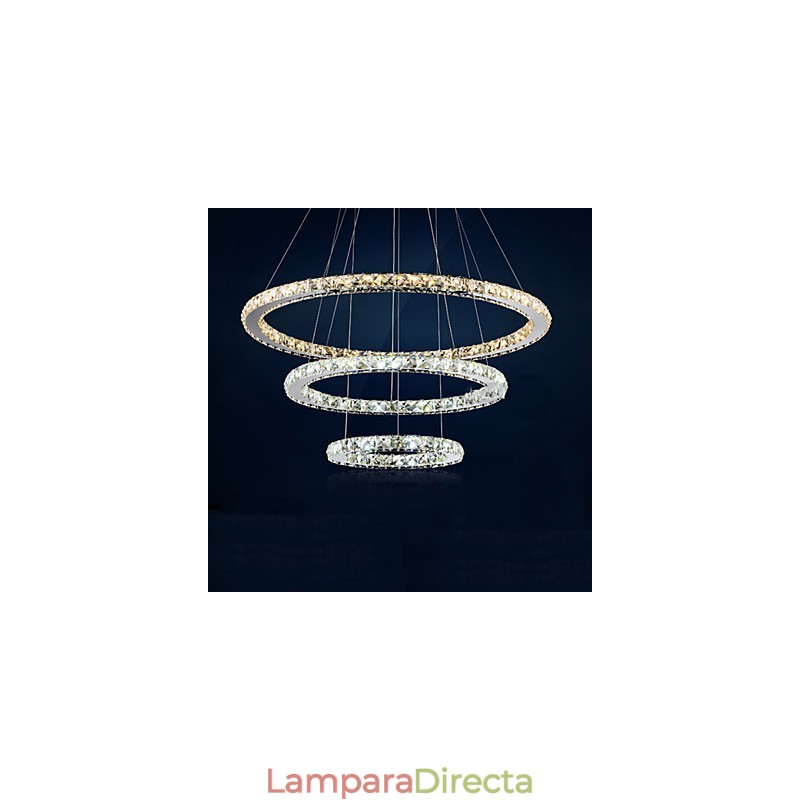 Lámparas colgantes de cristal K9 ámbar y transparente, iluminación con 3 anillos