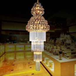 Lámpara colgante larga de lujo estilo imperio de cristal retro