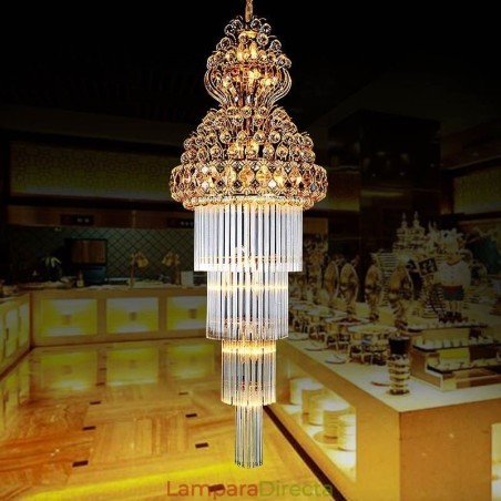 Lámpara colgante larga de lujo estilo imperio de cristal retro Lámpara colgante larga de lujo estilo imperio de cristal retro