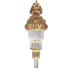 Lámpara colgante larga de lujo estilo imperio de cristal retro