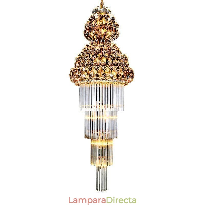 Lámpara colgante larga de lujo estilo imperio de cristal retro