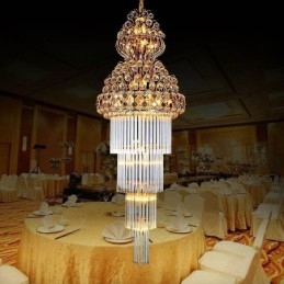 Lámpara colgante larga de lujo estilo imperio de cristal retro