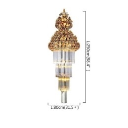 Lámpara colgante larga de lujo estilo imperio de cristal retro