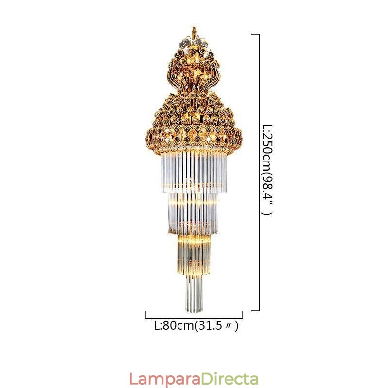 Lámpara colgante larga de lujo estilo imperio de cristal retro